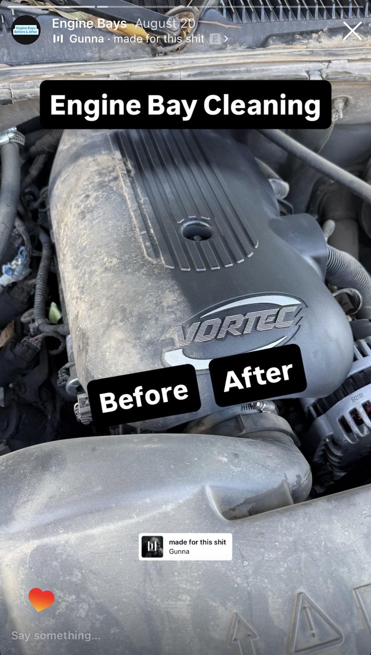 Engine bay dry ice blasting before and after Phoenix AZ