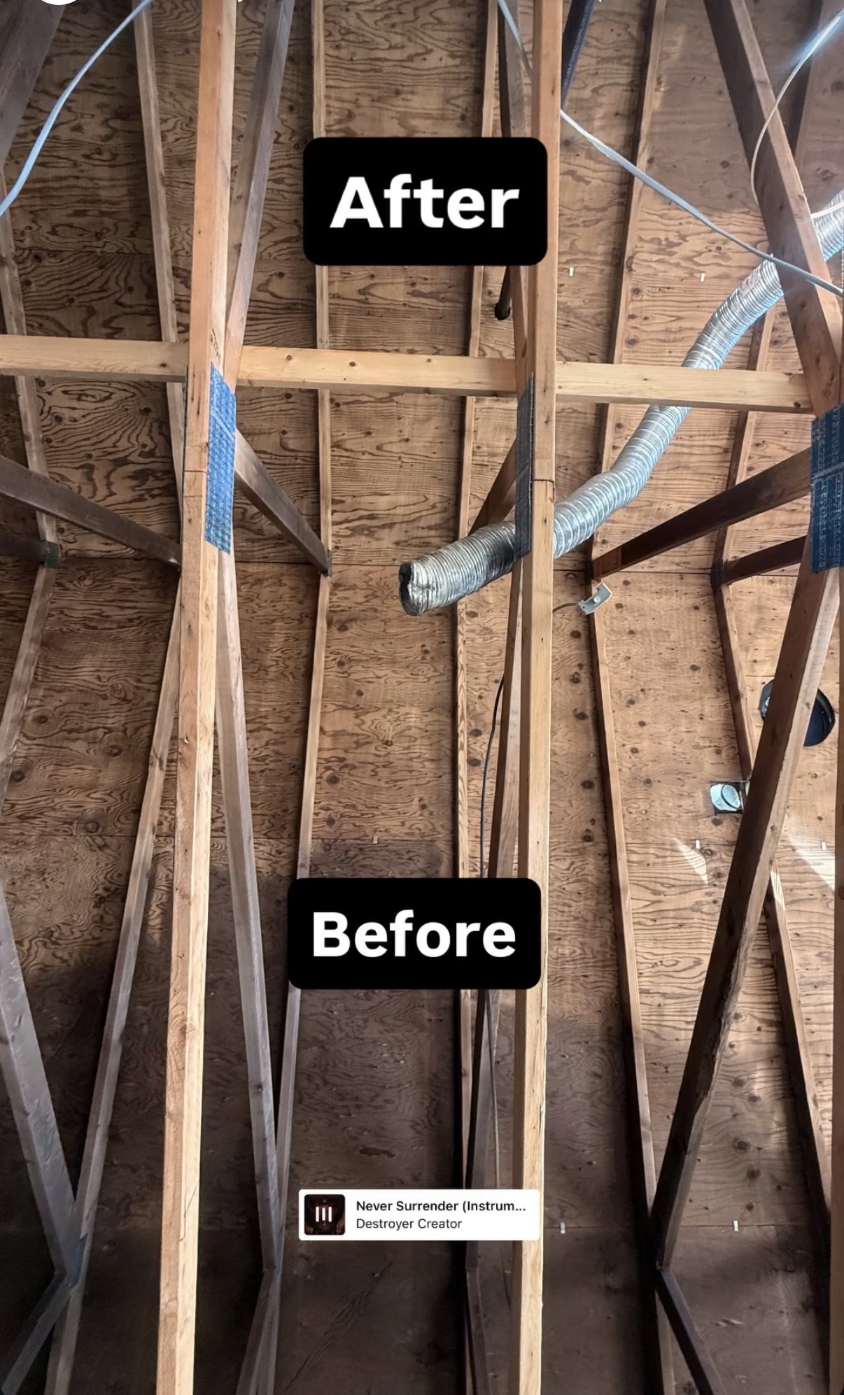 Before and after dry ice blasting soot removal from wood framing — Sun Lakes AZ fire restoration